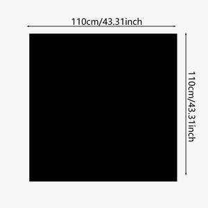 Technical size diagram for the 110cm square mercerized cotton headscarf in solid black