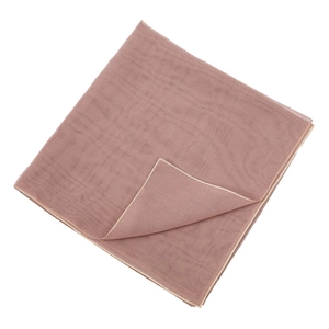 Solid dusky pink mercerized cotton headscarf with fine edge stitching and soft drape
