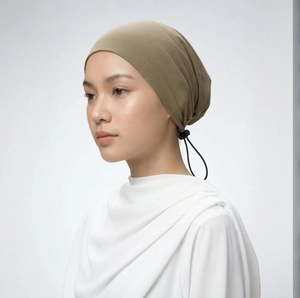 Turbant en Coton Mercerisé de Couleur Unie pour Femmes Sous-bonnet Hijab avec Cordon de Serrage Ajustable Bonnet de Sommeil Élastique Respirant