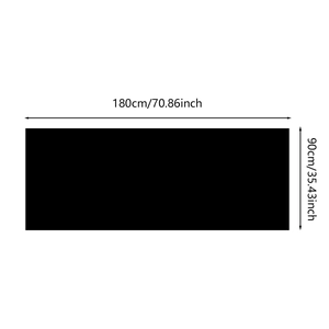 Size chart showing 180cm x 90cm dimensions for a large black rectangular fitness mat