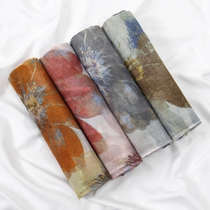 Floral print voile scarves in vibrant colors and patterns for women's spring fashion