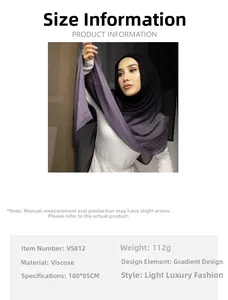 Detail of purple gradient modal cotton hijab scarf, size 180x85cm with smooth texture