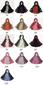 Detailed grid of breathable modal scarves showing thirteen vibrant gradient color options