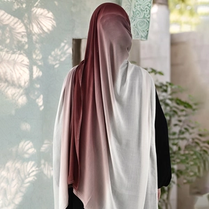 Detail of gradient hijab showing smooth fabric drape and soft color transition effect