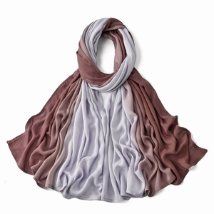 Detail showing elegant purple to brownish red gradient on soft breathable modal scarf