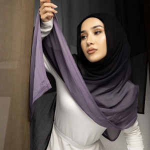 Long purple gradient modal hijab scarf with a soft breathable texture for women