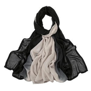 Breathable modal cotton scarf with gradient color-block design in black and grey