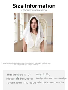Detailsicht der weißen Braut-Mantilla aus floraler Spitze mit Polyester-Spezifikationen