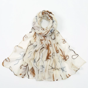 Sciarpa Lunga Da Donna Scialle Poliestere Filato Bali Stampa Floreale Animale Leggero Traspirante Protezione Solare Accessori