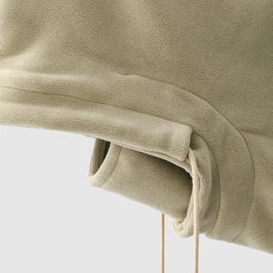Winter thermal thick fleece drawstring hooded hat with soft plush windproof texture