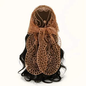 Floral Lace Embroidery Triangle Scarf Hollow Out Headscarf Bandana Elegant Retro Hair Veil For Women