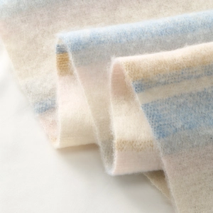 Thick winter scarf with Morandi color stripes and soft plush texture for warm styling