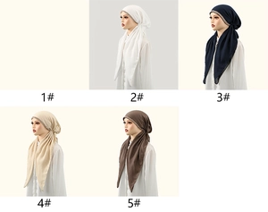 Close-up of cotton linen hijab with rhinestone detailing in five elegant colors
