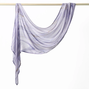 Lavender marble print cotton headscarf for women featuring lightweight flowing texture