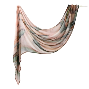 Artistic watercolor printed cotton headscarf with floral patterns for women's elegant styling