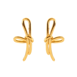 Minimalistische goldene Schleifenohrstecker für Damen mit glänzendem Finish
