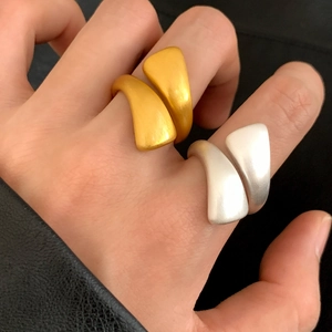 Minimalist Geometric Brushed Matte Finish Copper Open Adjustable Ring For Women Fashion Jewelry Gold Silver Plated