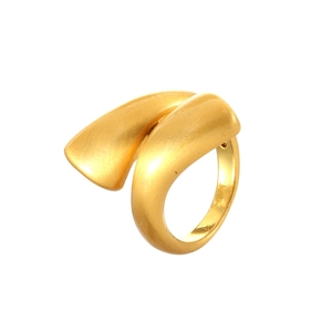 Brushed gold-plated wrap ring with minimalist irregular design and matte metallic finish