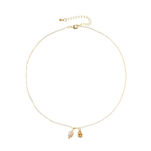 Elegante Goldhalskette mit natürlicher Süßwasserperle und strukturiertem Goldanhänger
