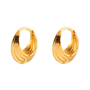 Golden chunky hoop earrings with vertical ripple texture for elegant daily wear