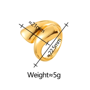 Minimalist gold sculptural wrap ring with flowing fluid design and 22.5mm height
