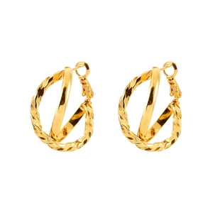 Minimalist double layer crisscross hoop earrings in gold plated finish for women