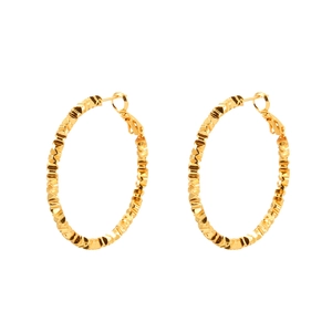 Chic gold-toned geometric hoop earrings with textured wave design for women