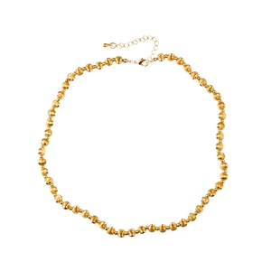 Minimalist gold plated bead chain necklace with brushed metal finish and adjustable clasp