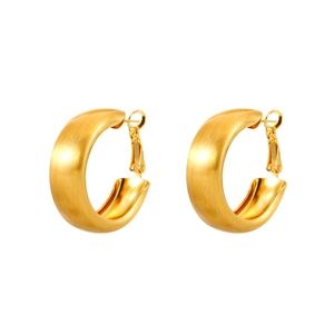 Minimalist gold-plated thick hoop earrings with brushed matte finish and polished interior