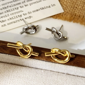 Orecchini A Perno Con Nodo Minimalisti Rame Geometrico Placcato Oro Argento Gioielli Eleganti Per Donne Accessori