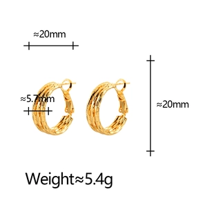 Minimalist multi-layer woven gold hoop earrings for women, 20mm diameter stylish jewelry