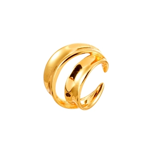 Manchette d'oreille double couche dorée minimaliste avec finition polie et design