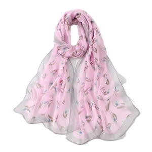 Sciarpa leggera da donna in viscosa con stampa floreale rosa e motivi astratti eleganti