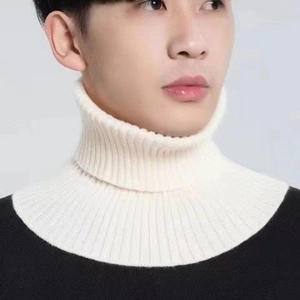 Men's Winter Warm Knitted Fake Collar Turtleneck Detachable Bib Solid Color Fashion Scarf Neck Warmer