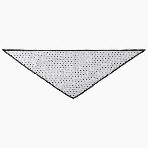 Polka dot lace triangle headscarf with pom-pom trim for summer travel hair styling