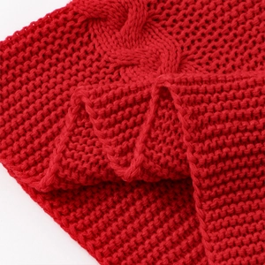Roter Zopfstrick-Halswärmer für Damen mit weicher, dicker und winddichter Textur für Winter