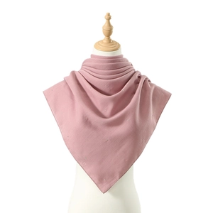 Sparkling pink square hijab scarf for women with shimmering rhinestones and soft drape