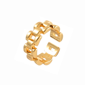Minimalist gold-plated watch strap style adjustable open ring for women