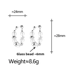 Detaillierte Größenangaben für Glasperlen-Ohrringe mit 28mm Höhe und 8,6g Gewichtsanzeige