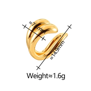 Manchette d'oreille dorée à double couche avec dimensions 14,9 mm sur 7,8 mm