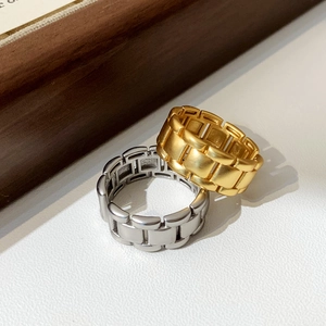 Fashion Open Ring Copper Matte Watchband Chain Design Adjustable Statement Jewelry For Women