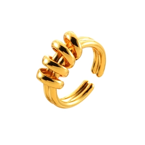 Bague ouverte torsadée dorée minimaliste au design multicouche pour femmes et filles