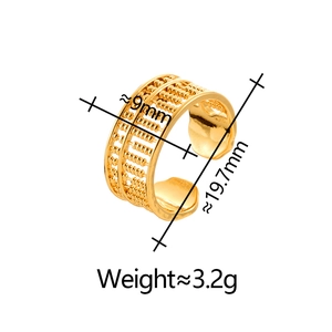Adjustable golden abacus open ring for women featuring movable beads and 9mm width