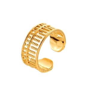 Elegant gold abacus open ring with detailed beads on a minimalist adjustable band