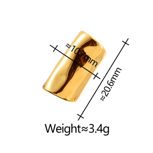 Detailed view of gold metal ear cuff with 10.7mm diameter and 20.6mm length measurements