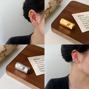 Minimalist Geometric Ear Cuff Copper Liquid Metal Style High Polish Non Piercing Clip On Earrings For Women