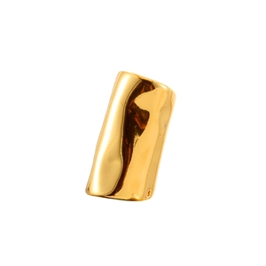 Sleek gold cylindrical ear cuff earring in polished metallic finish for women