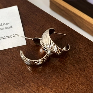 Boucles D'Oreilles Puces Géométriques En Forme De C Avec Tige En Argent Sterling 925 Bijoux Vintage En Cuivre Pour Femmes