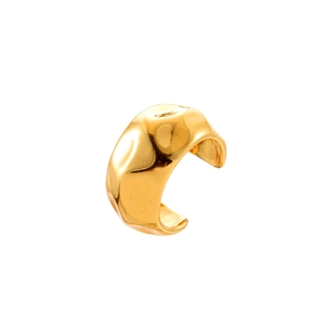 Elegant gold irregular ear cuff with a hammered lava texture and polished metallic finish