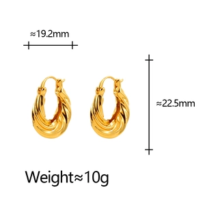 Elegant gold twisted hoop earrings with spiral texture and high-polished finish